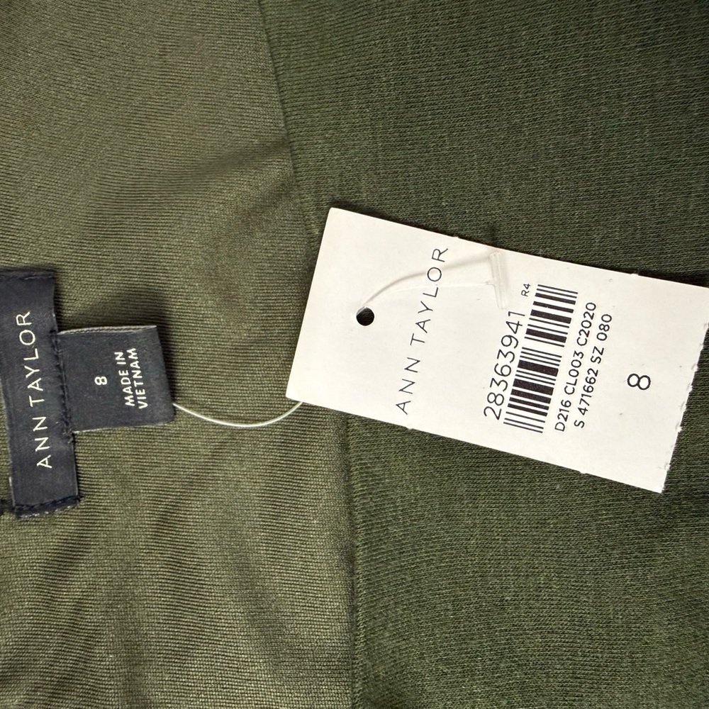 Ann Taylor Olive Green Long Sleeve Knit Midi Dress Size 8 - Picture 3 of 5